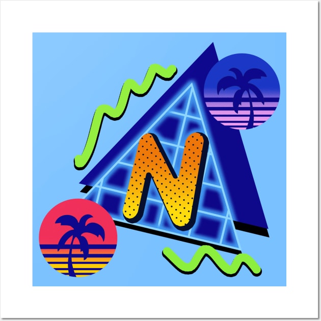 initial Letter N - 80s Synth Wall Art by VixenwithStripes